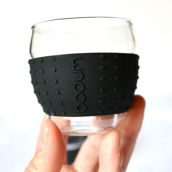 BODUM Set of 2 Pavina Glasses with Black Silicone Sleeve Espresso Tea Coffee 3oz - Picture 1 of 7